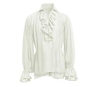 Medieval Shirt Men's Longram, Victorian Ruffle Shirt Men's Lapel, Steampunk Pirate Shirt with Lacing, Elegant Renaissance Shirts, Viking Clothing, Linen Shirt, Lace-up Shirt for Halloween and Carnival