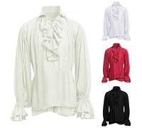 Medieval Shirt Men's Longram, Victorian Ruffle Shirt Men's Lapel, Steampunk Pirate Shirt with Lacing, Elegant Renaissance Shirts, Viking Clothing, Linen Shirt, Lace-up Shirt for Halloween and Carnival