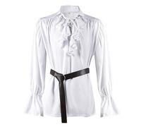 Medieval Shirt Men's Longram, Victorian Ruffle Shirt Men's Lapel, Steampunk Pirate Shirt with Lacing, Vintage Renaissance Shirts, Viking Clothing, Linen Shirt, Lace-up Shirt for Halloween and Carnival