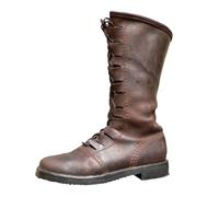 Medieval Shoes Medieval Costume Men Teampunk Retro PU Leather Knight Boots Knee High Fashion Boots Adjustable Lace Up Cosplay Warrior Snow Shoes for Halloween Carnival Adult Fancy Dress Accessory