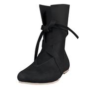 Medieval Shoes Women Men Medieval Clothing Unisex Renaissance Slip On Boots Retro Cowboy Boots Shoes PU Leather Viking Boots Knight Hunter Boots for Halloween Cosplay Costume Party, black, 4 UK