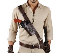 Medieval Shoulder Sword Strap Holder Renaissance Leather Dagger Frog Double Scabbard Holster Pirate Halloween Accessory