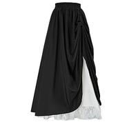 Medieval Skirt Women's Double Layer Renaissance Midi Skirt Women's Elastic Waist Traditional Skirt Midi with Ruffles Victorian A-line Skirts Layered Skirt Festive Clothing for Halloween and Carnival