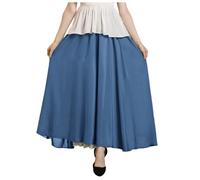 Medieval Skirt Women's Double Layered Renaissance Maxi Skirt Women's Elastic Waist Long Costume Skirt with Lace Vintage Victorian A-line Skirts Dance Skirt Festival Outfit for Halloween, d, 3XL