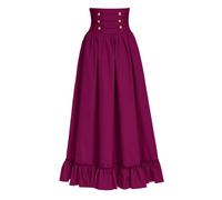 Medieval Skirt Women's Long Gothic Maxi Skirt with Ruffles Renaissance Traditional Skirt High Waist Vintage Victorian Pleated Skirt Long Pleated Skirt Rave Skirts Festive Clothing for Halloween