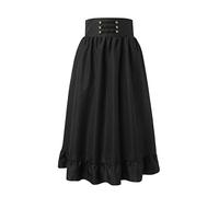 Medieval Skirt Women's Long Gothic Midi Skirt Women's High Waist Costume Skirt with Ruffles Plain Vintage Victorian Skirts Pleated Skirt Long Pleated Skirt Petticoat Festive Clothing for Halloween