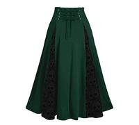 Medieval Skirt Women's Long Vintage Midi Skirt Women's High Waist Costume Skirt with Ruffles Victorian Skirts Long Pleated Skirt with Skeleton Print A-line Pleated Skirt Festive Clothing for Halloween