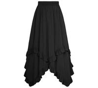 Medieval Skirt Women's Midi Skirt Women's High Waist Renaissance Traditional Skirt with Irregular Hem Victorian Skirts Layered Skirt Pirate Skirt Festive Clothing for Halloween and Carnival