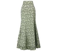 Medieval Skirt Women's Poisso Tail Skirt Gothic Skirt Vintage Ruffle Hem Casual Chic Sexy Victorian Renaissance Steampunk Court Cosplay Long Slim Fit Lace Up Halloween Carnival Skirt