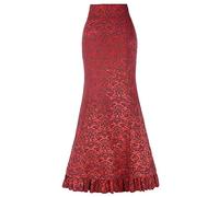 Medieval Skirt Women's Poisso Tail Skirt Gothic Skirt Vintage Ruffle Hem Casual Chic Sexy Victorian Renaissance Steampunk Court Cosplay Long Slim Fit Lace Up Halloween Carnival Skirt