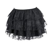 Medieval Skirt Women's with Lace Mini Skirt Women's Double Layer Renaissance Lace Skirt Short Elastic Waist Vintage Petticoat Lace Skirts Sexy Rave Festive Clothing for Halloween and Carnival