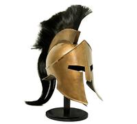 Medieval Spartan Helmet with Black Plume Corinthian-Style Warrior with Leather Strap | Wearable Greek Helmet Replica for LARP, Cosplay, Halloween, Display & Collectors