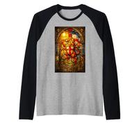 Medieval Stained Glass Lion Church St George Raglan Baseball Tee