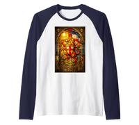 Medieval Stained Glass Lion Window St George Raglan Baseball Tee