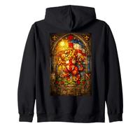Medieval Stained Glass Lion Window St George Zip Hoodie
