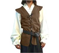Medieval Steampunk Men Sleeveless Lace Up Cardigan Vest Gilet Overcoat Overcoat Steampunk Coat Gothic Vest Victorian Outfits Vintage Jacket Cosplay Pirate Vampire Punk Costumes for Adult