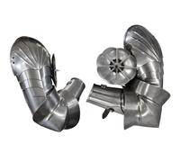 Medieval Steel Full Arm Armor Set - 18 Gauge Polished Plate Arms with Elbow Cops & Pauldrons - Wearable Knight Arm Protection for LARP, Cosplay, SCA & Halloween Costume