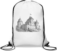 Medieval stone fortress with towers Gym Sack Casual Drawstring Bag White
