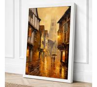 Medieval Street at Dusk Canvas Wall Art Print 18x12 Inch