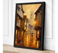 Medieval Street at Dusk Canvas Wall Art Print 24x16 Inch