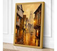 Medieval Street at Dusk Canvas Wall Art Print 24x16 Inch