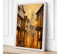 Medieval Street at Dusk Canvas Wall Art Print 30x20 Inch
