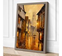 Medieval Street at Dusk Canvas Wall Art Print 30x20 Inch