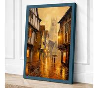 Medieval Street at Dusk Canvas Wall Art Print 36x24 Inch