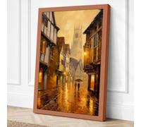 Medieval Street at Dusk Canvas Wall Art Print 36x24 Inch