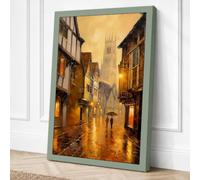 Medieval Street at Dusk Canvas Wall Art Print 36x24 Inch