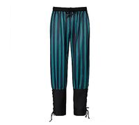 Medieval Striped Trousers - Steampunk Trousers with Laces - Halloween Cosplay Costume Fashion Chic Drama Leggings Baggy Retro for Gothic Victorian Court Renaissance Christmas Carnival, Z04-Green, XXL