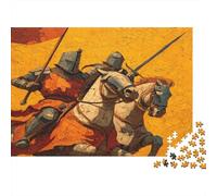 Medieval Style Cavalry Jigsaw Puzzles. 1000pcs (75x50cm) Oil Painting Style Whimsical Challenge Toy for Educational Games Gifts