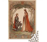 Medieval Style Illustration 70x50cm/1000pcs Erwachsenenpuzzle - Knight Kneeling before The Queen Erwachsenenpuzzle DIY-Puzzlespielzeug
