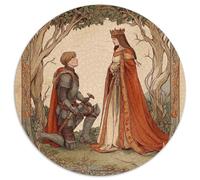 Medieval Style Illustration,Puzzles Knight Kneeling before The Queen Gemusterte Nachhaltige Puzzles Für Erwachsene Hochwertige Holzspielpuzzles 1000pcs (67.5x67.5cm)