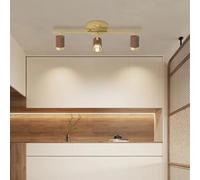 Medieval Style Living Room Ceiling Lamp Gold Walnut Grain Color Cloakroom Entrance Aisle Hallway Balcony Spotlight(60cm 3 Lights,Warm Light)