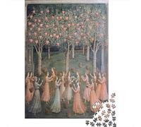Medieval Style Rätsel Für Erwachsene |Dancing Girl in A Beautiful Garden Pink Heart| 70x50cm/1000pcs Puzzles Lernspiele Home Decor Puzzles