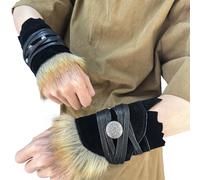 Medieval Suede Arm Wraps - Black A One Size
