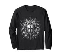 Medieval Sword and Shield Crusader Cross Knight Long Sleeve T-Shirt