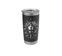 Medieval Sword and Shield Crusader Cross Knight Stainless Steel Insulated Tumbler