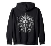 Medieval Sword And Shield Crusader Cross Knight Zip Hoodie