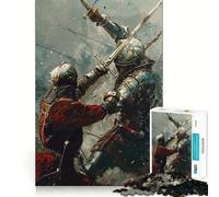 Medieval Sword Fight Teenagers Puzzles 1000 Piece Jigsaws Memory Boost Indoor Fun Pattern Assemble Home Accent (38x26cm)