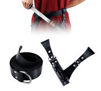 Medieval Sword Holster Belt Set, Medieval Leather Dagger Frog Belt Adjustable Sword Frog Holster with Belt for Knight Warrior Pirate Cosplay Men Women (Black)