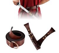 Medieval Sword Holster Belt Set, Medieval Leather Dagger Frog Belt Adjustable Sword Frog Holster with Belt for Knight Warrior Pirate Cosplay Men Women (Brown)