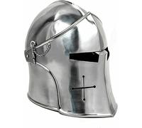Medieval Templar Visored Barbate Helmet Knight Armor Helmet Wearable Costume Helmet Historical Barbute Helmet Reenactment SCA LARP Helmet Halloween Helmet