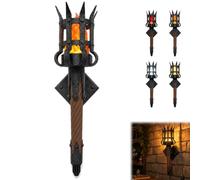 Medieval Torch Wall Sconce, LED Flickering Flame Wall Light, Gothic Castle Wall Decor with Breathing Flame Effect, Fantasy Medieval Lamp for Game Room Bedroom, Halloween Decor，Orange：1
