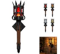 Medieval Torch Wall Sconce, LED Flickering Flame Wall Light, Gothic Castle Wall Decor with Breathing Flame Effect, Fantasy Medieval Lamp for Game Room Bedroom, Halloween Decor，Red：2