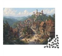 Medieval Town Is Nestled in A Lush ValleyPuzzles 1000 Pieces for Adults for Adults 1000 Piece Puzzle Educational Challenge Games Home Decoratio
