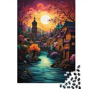 Medieval Town Jigsaw Puzzles Puzzles for Adults Kids. 1000 Piece Impossible Challenge Toy Educational Game Home Decoration for Adults& Kids Age 14 Years Up 1000pcs (75x50cm)