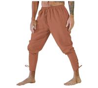 Medieval Trousers Men's Linen Viking Pirate Fancy Dress Victorian Pirate Trousers with Pockets Gothic Steampunk Sports Trousers Classic Retro Fabric Trousers Lightweight Leisure Trousers for Halloween