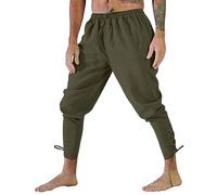 Medieval Trousers Men's Linen Viking Trousers Men's Renaissance Pirate Trousers with Drawstring and Pockets Victorian Fabric Trousers Gothic Steampunk Lightweight Sports Trousers Cosplay for Halloween
